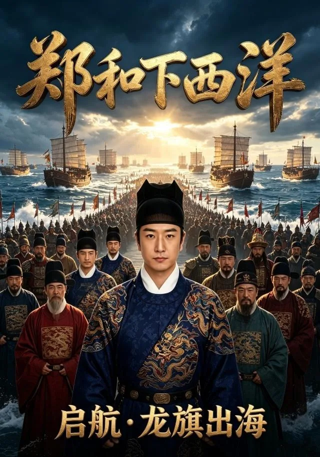 郑和下西洋启航龙旗出海